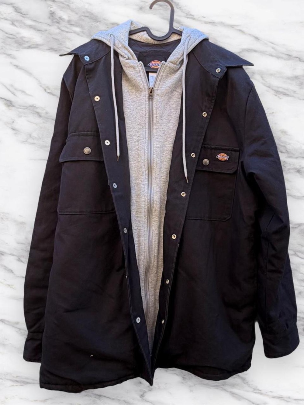 Dickies Black Military Field Jacket with Gray Hoodie Liner